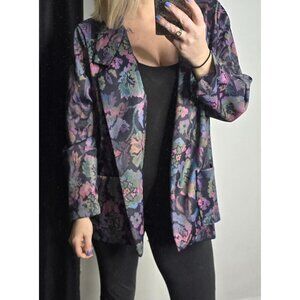 Vintage 1970s Eclectic Colorful Boho Floral Blazer